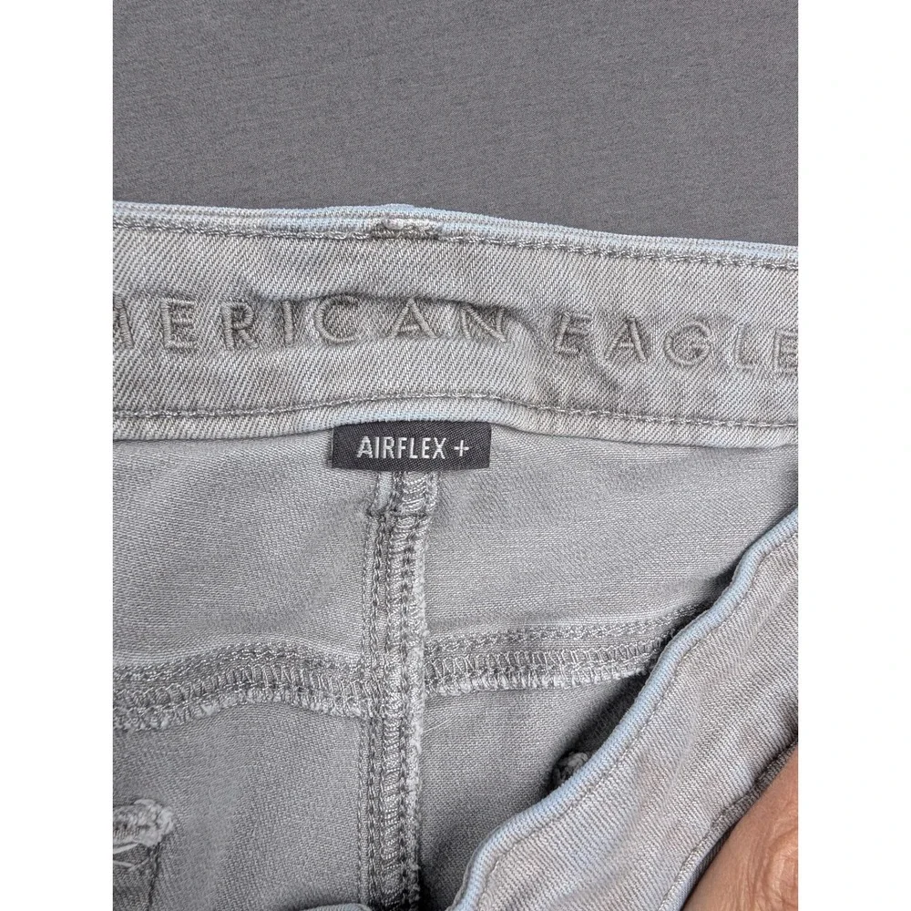 American Eagle Airflex+ Slim Distressed Gray Jeans 31x32‎ Heavy Ripped Stretch